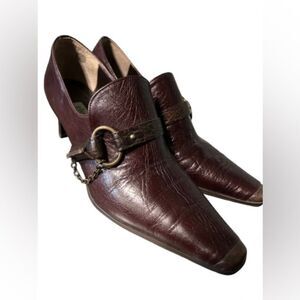 elegance  leather mules with comfortable heel VINTAGE sz 23 —- USA 6- 6.5